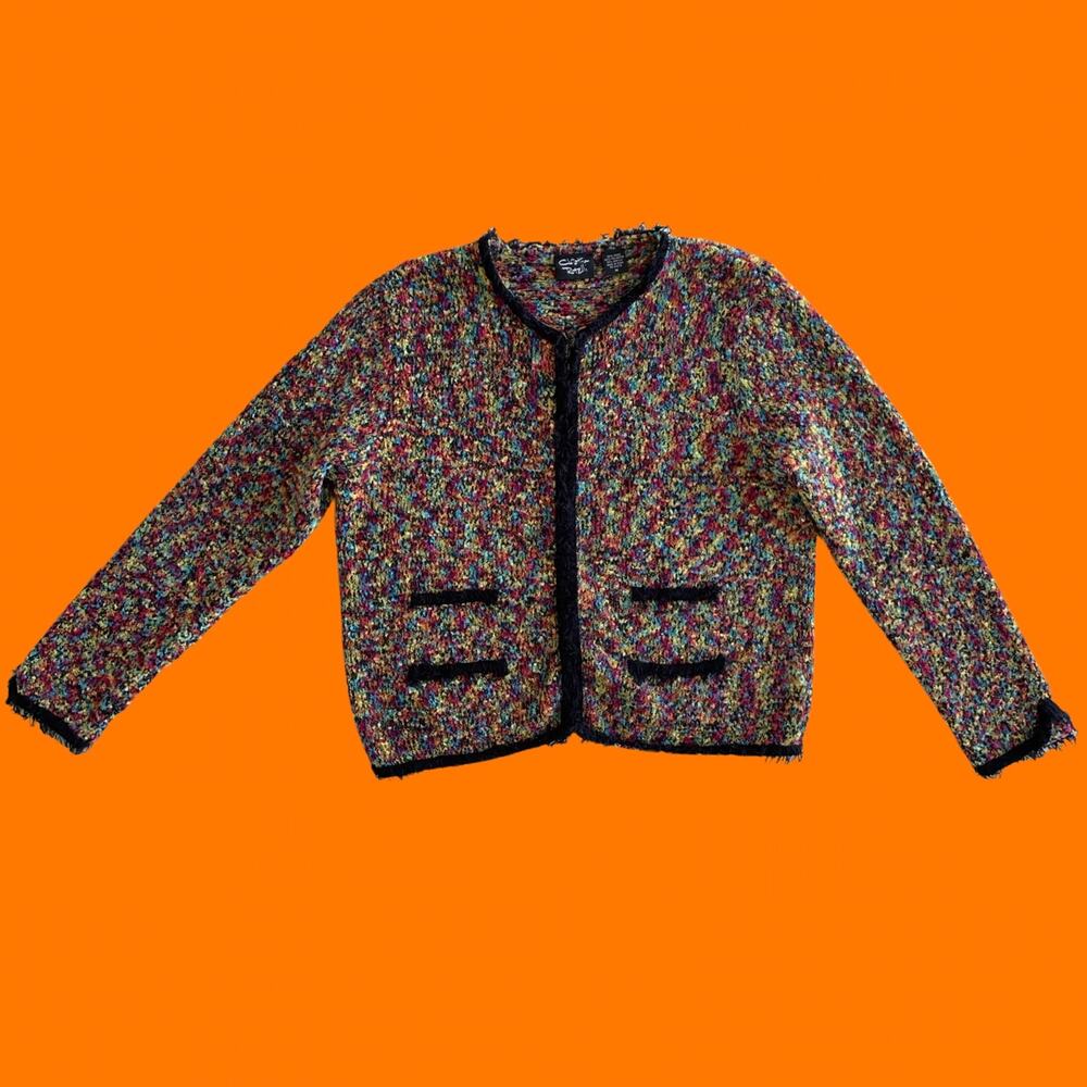 90's 00's vintage funky knit y2k cardigan sweater MEDIUM